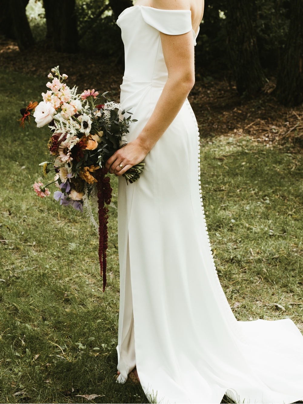 Jenny Yoo Viviana - Elegant Off-Shoulder Bridal Gown with Button-Back Detail